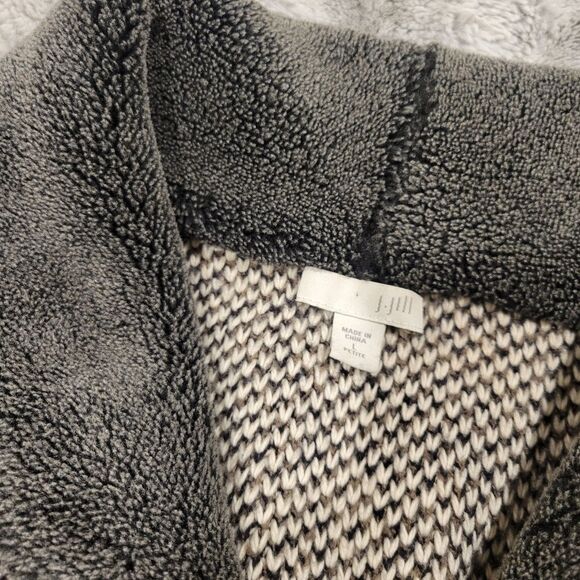 J Jill Sweater cardigan coat, fleece lined collar, Large petite - Picture 4 of 10